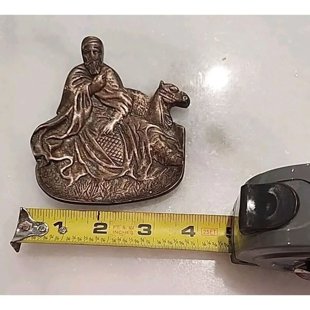 Vtg Solid Brass‎ Desert Themed Wise Man Nomad & Camel Ashtray Coin Trinket Dish